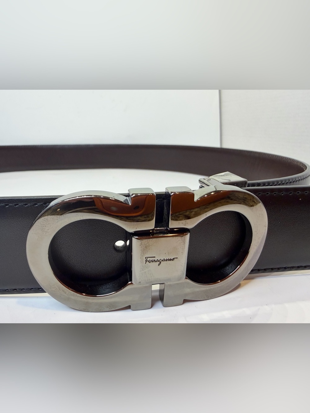 Ferragamo Men's Reversible Leather Double adjustable Gancini belt - Picture 11 of 16